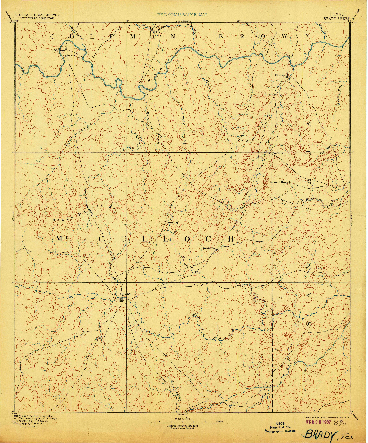 USGS 1:125000-SCALE QUADRANGLE FOR BRADY, TX 1894