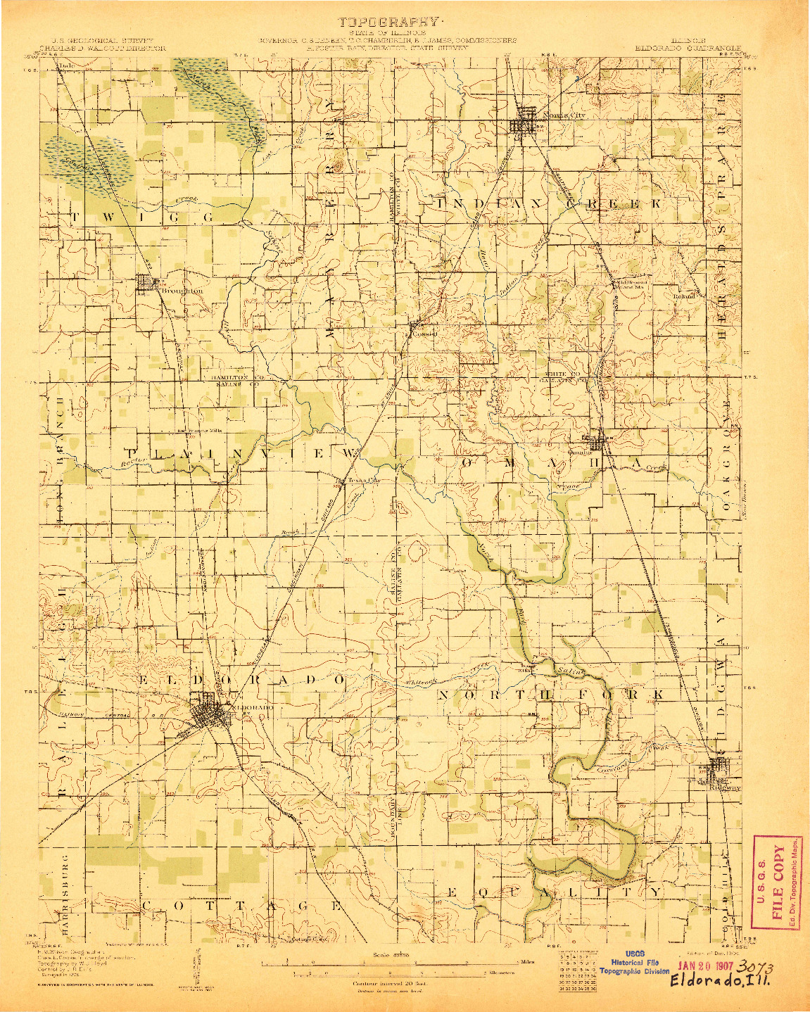 USGS 1:62500-SCALE QUADRANGLE FOR ELDORADO, IL 1906