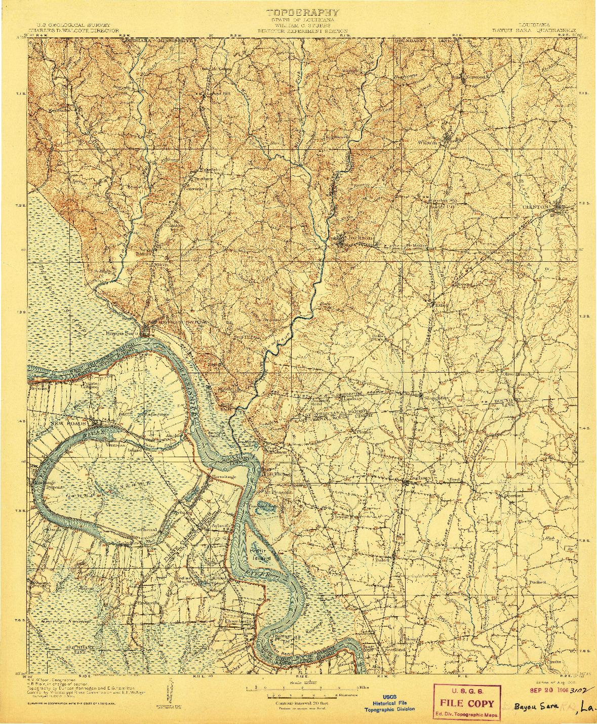 USGS 1:125000-SCALE QUADRANGLE FOR BAYOU SARA, LA 1906