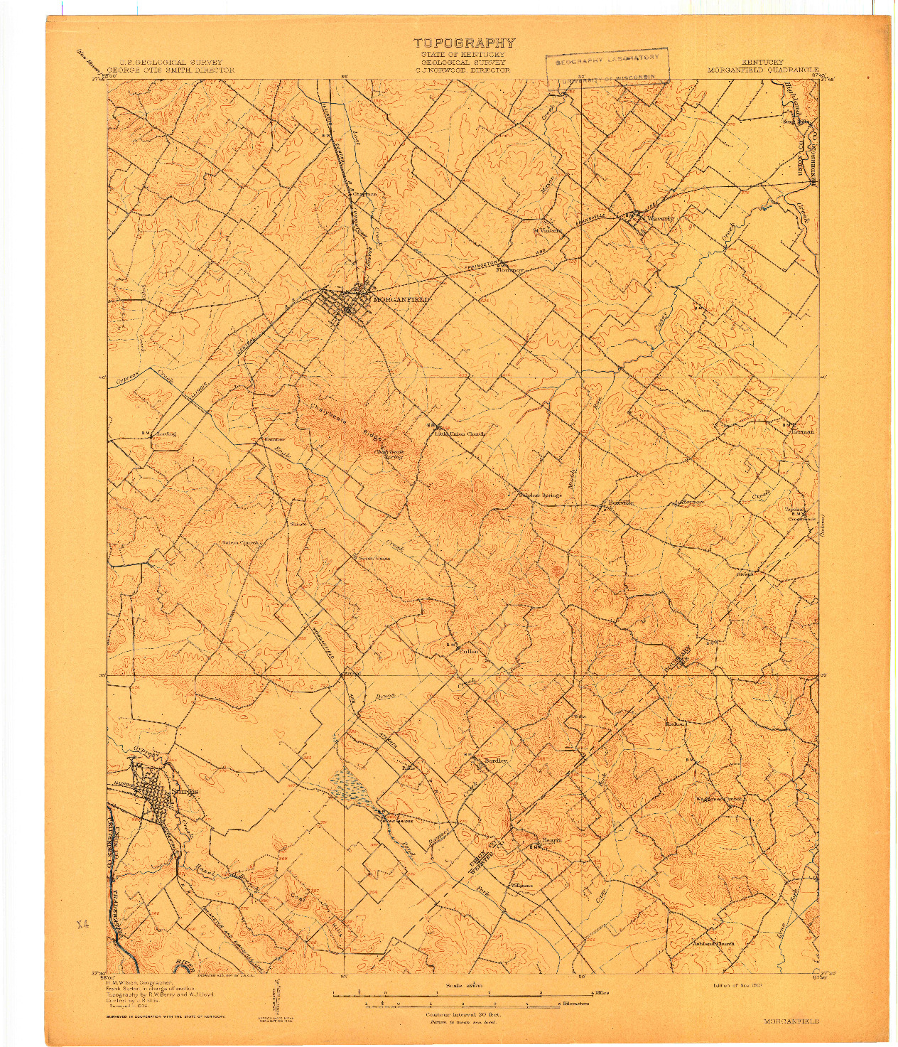 USGS 1:62500-SCALE QUADRANGLE FOR MORGANFIELD, KY 1907