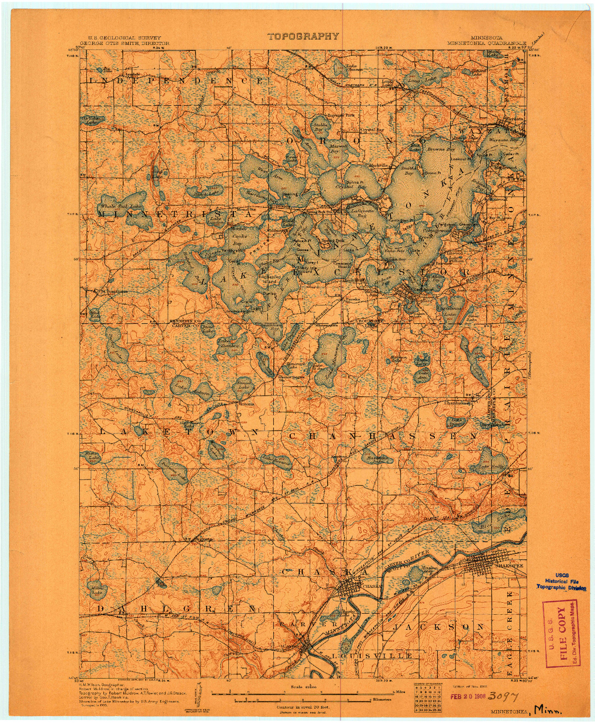 USGS 1:62500-SCALE QUADRANGLE FOR MINNETONKA, MN 1907
