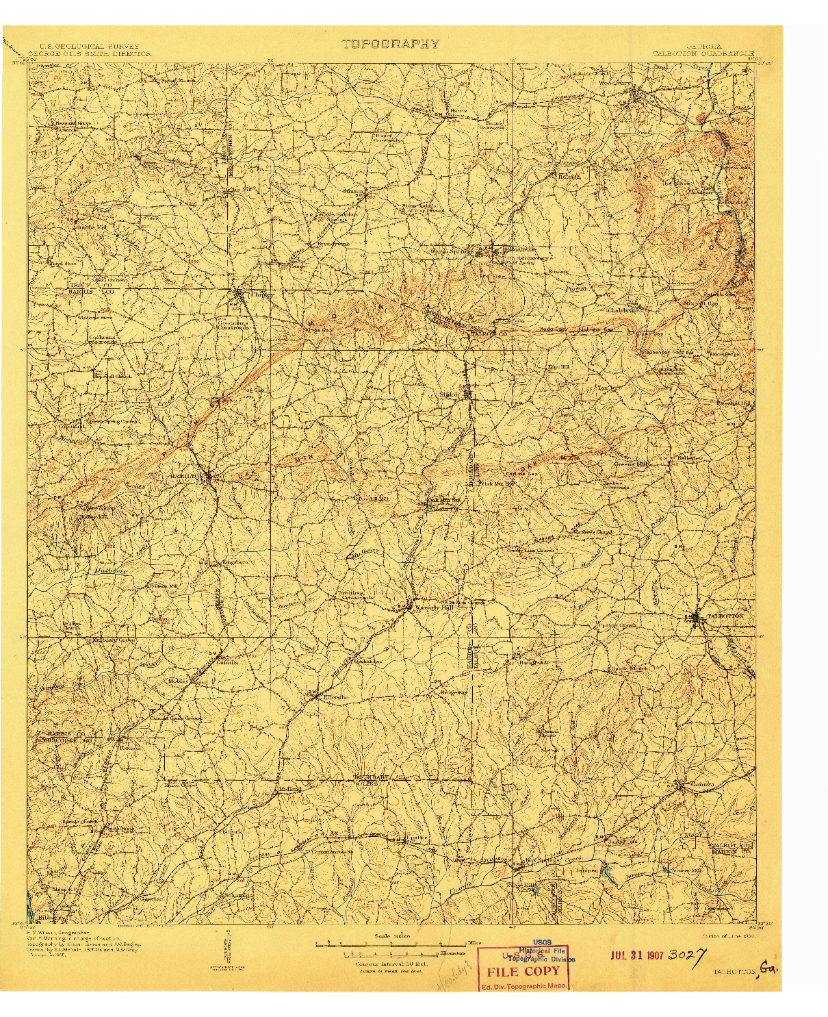 USGS 1:125000-SCALE QUADRANGLE FOR TALBOTTON, GA 1907