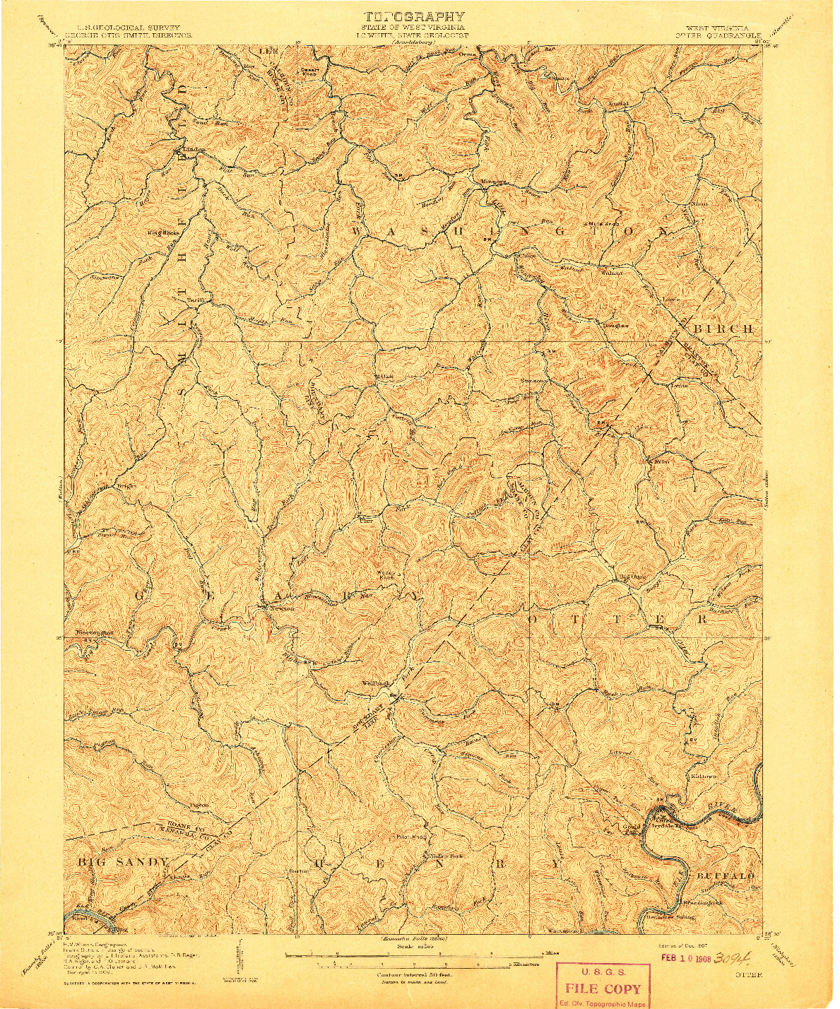 USGS 1:62500-SCALE QUADRANGLE FOR OTTER, WV 1907