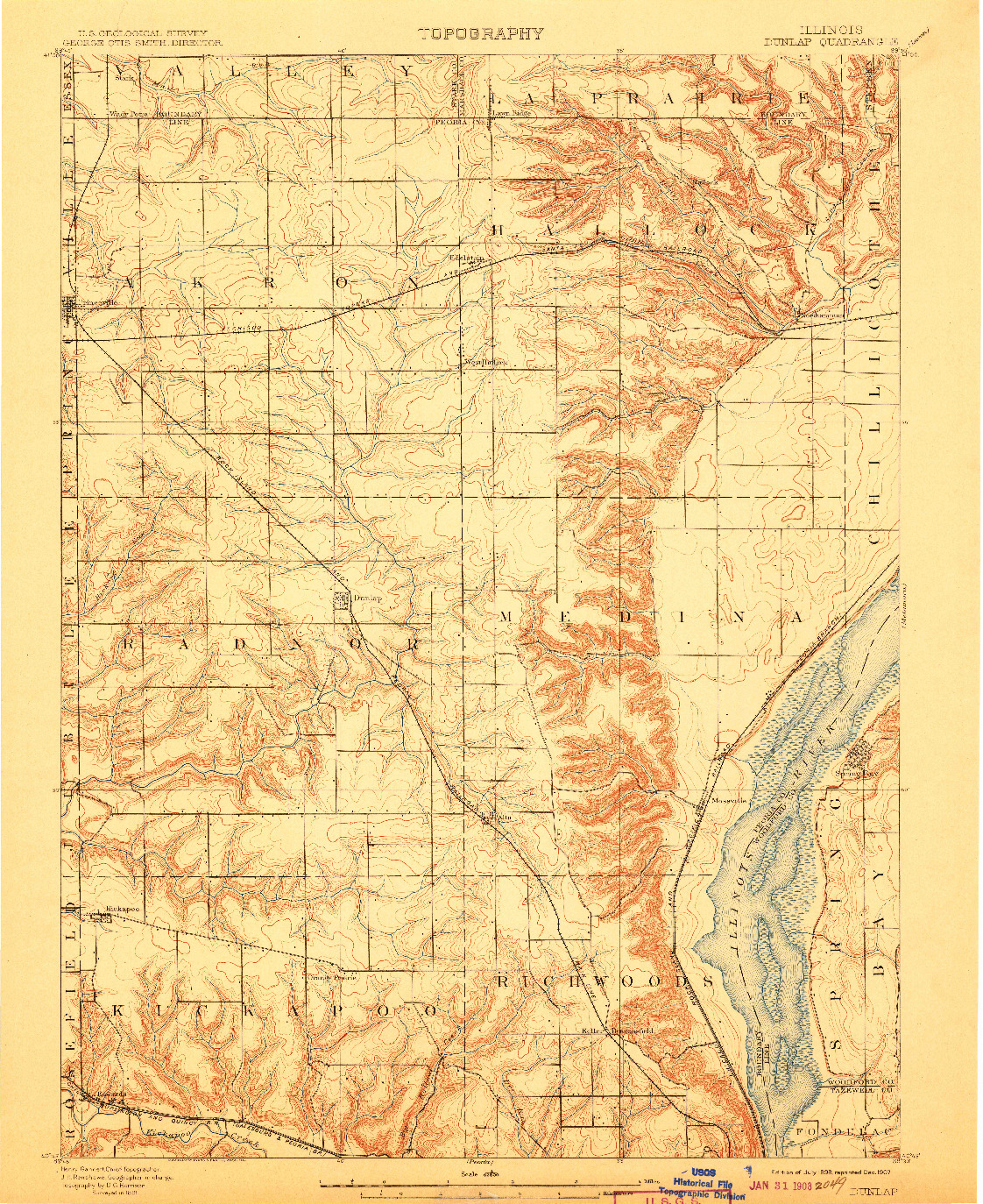 USGS 1:62500-SCALE QUADRANGLE FOR DUNLAP, IL 1898