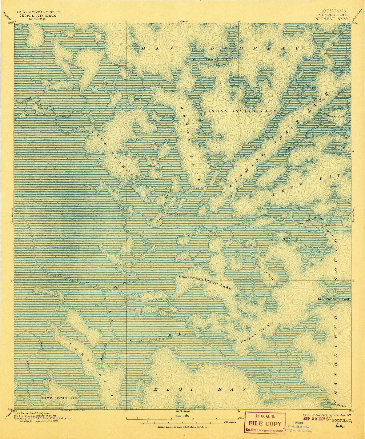 USGS 1:62500-SCALE QUADRANGLE FOR BODREAU, LA 1895