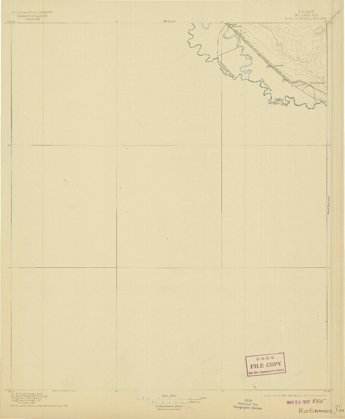 USGS 1:125000-SCALE QUADRANGLE FOR RIO GRANDE, TX 1896