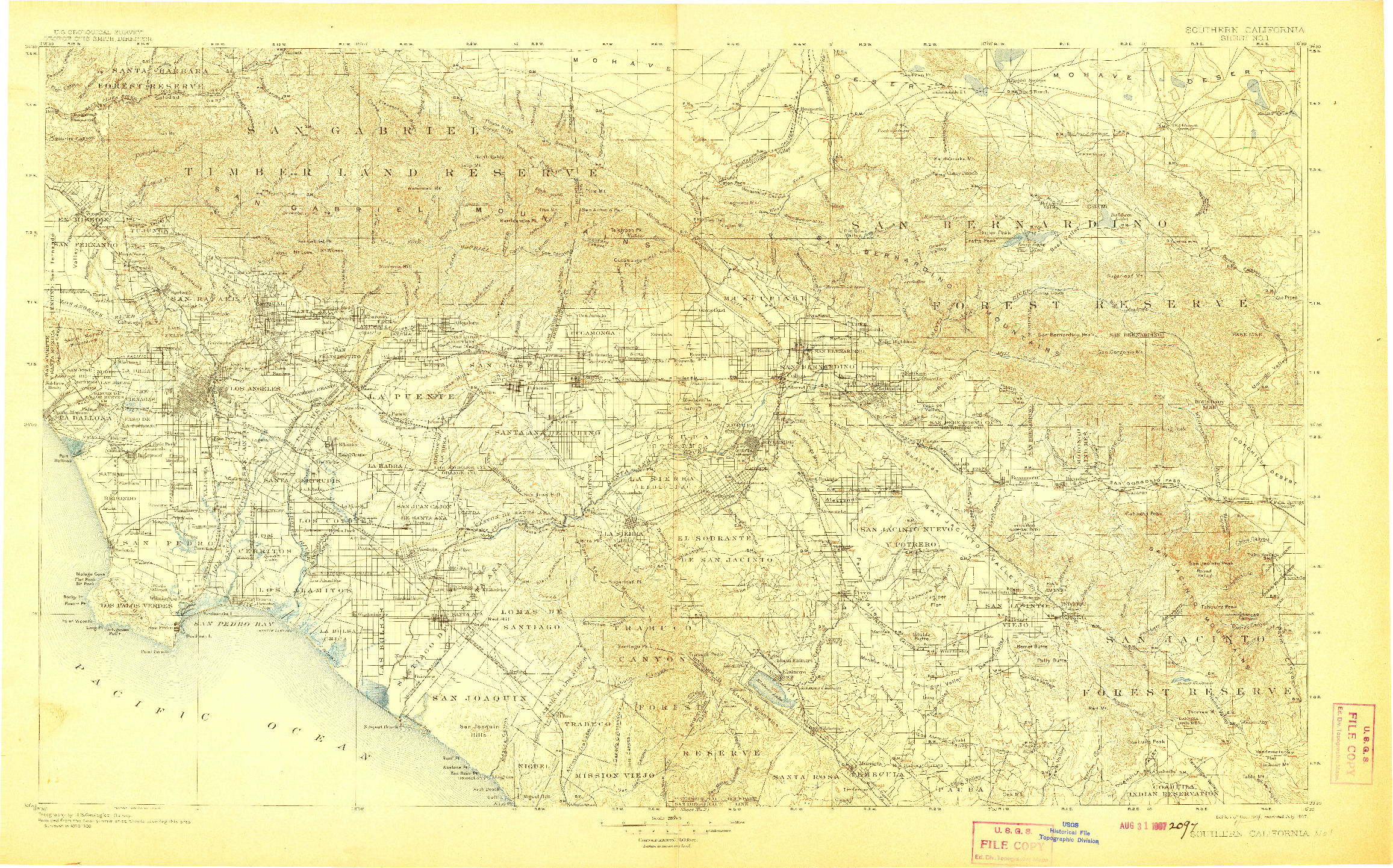 USGS 1:250000-SCALE QUADRANGLE FOR SOUTHERN CALIFORNIA SHEET NO. 1, CA 1904