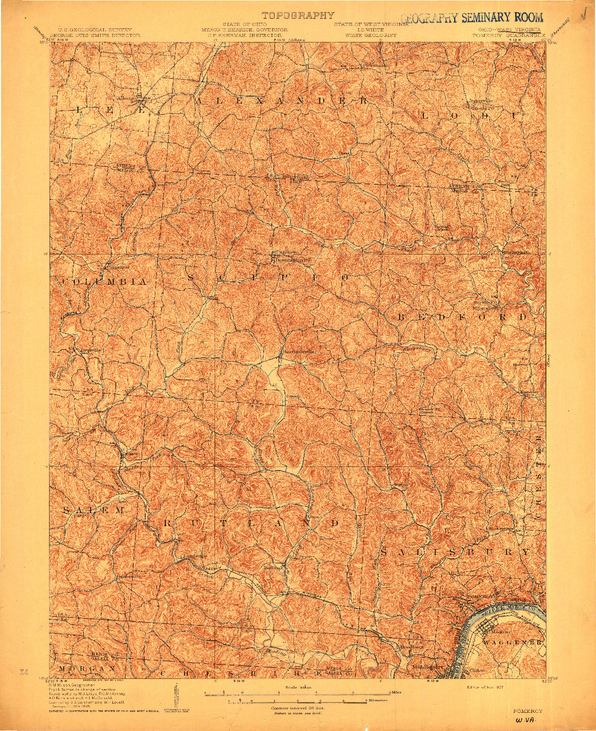 USGS 1:62500-SCALE QUADRANGLE FOR POMEROY, OH 1907