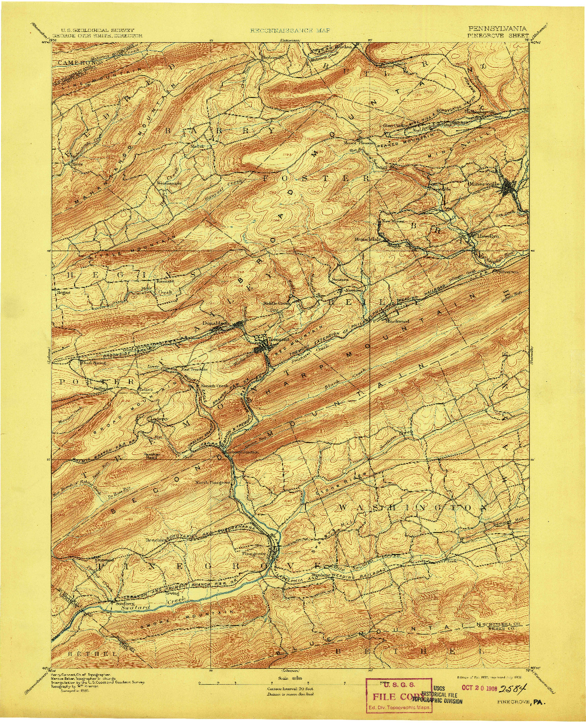 USGS 1:62500-SCALE QUADRANGLE FOR PINEGROVE, PA 1892