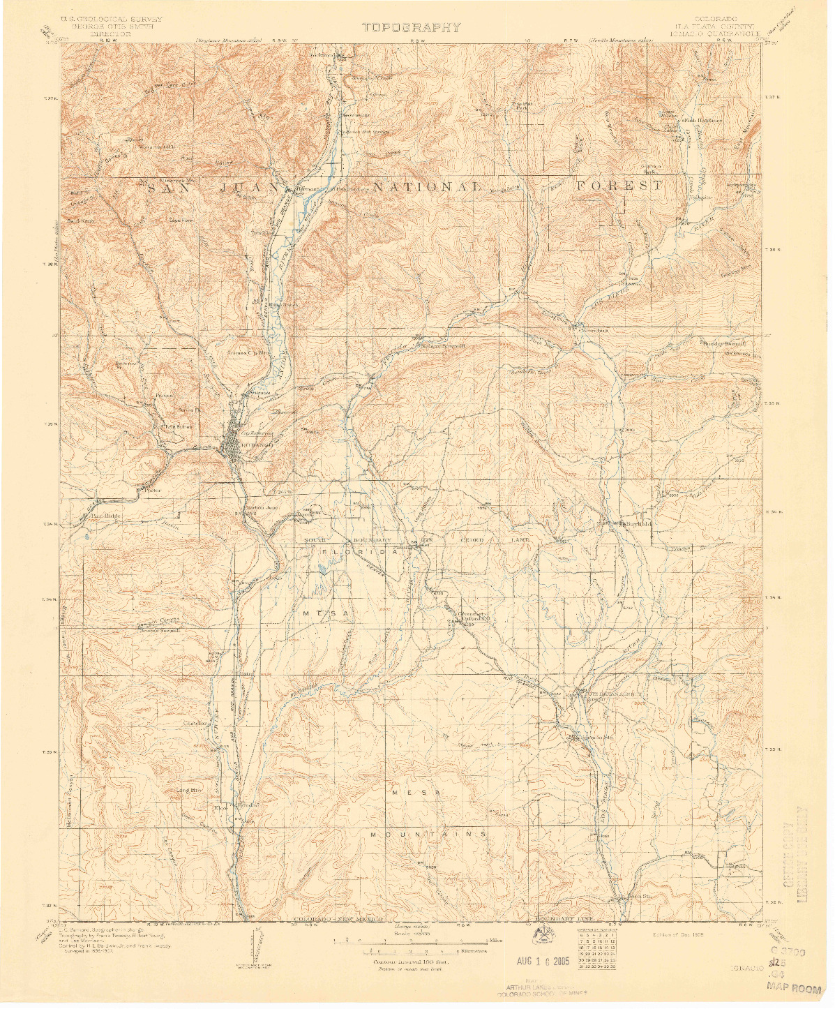USGS 1:125000-SCALE QUADRANGLE FOR IGNACIO, CO 1908