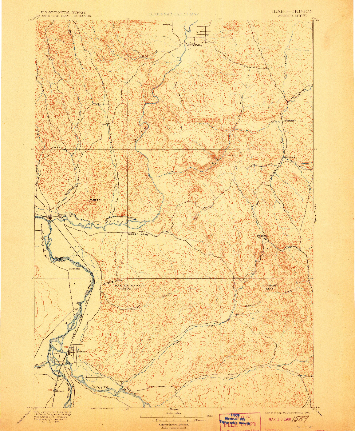USGS 1:125000-SCALE QUADRANGLE FOR WEISER, ID 1897