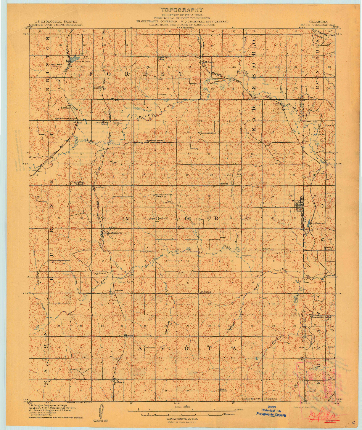 USGS 1:62500-SCALE QUADRANGLE FOR MAUD, OK 1908