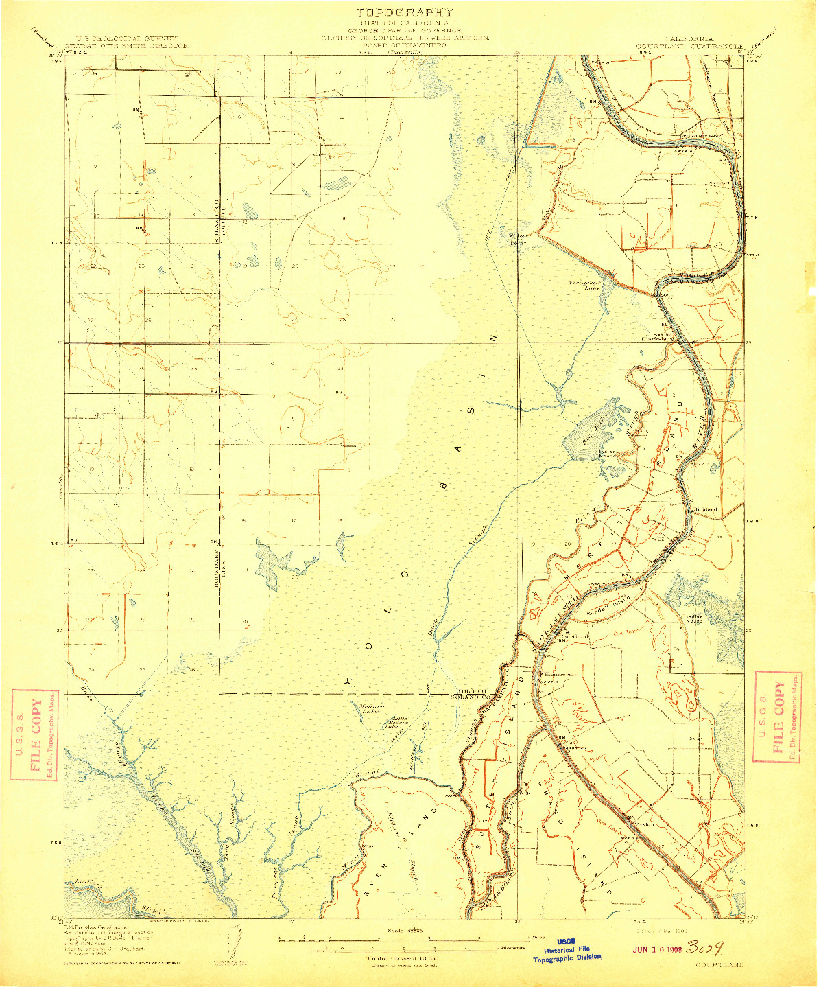 USGS 1:62500-SCALE QUADRANGLE FOR COURTLAND, CA 1908