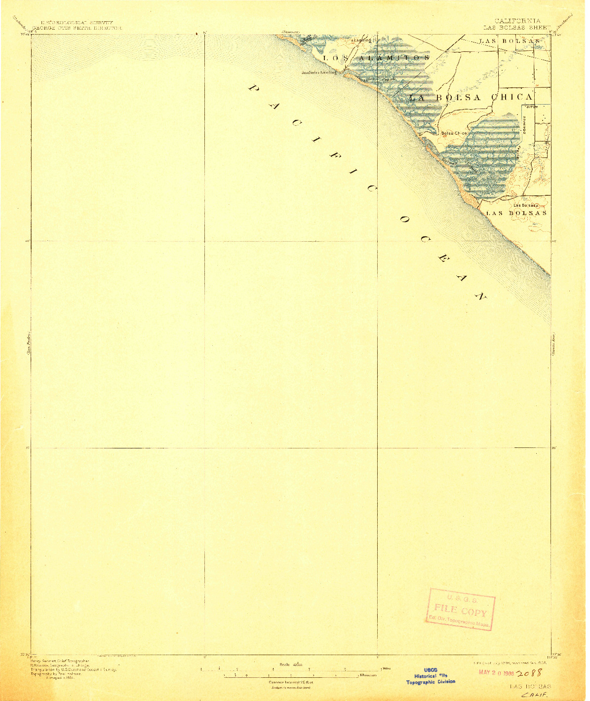 USGS 1:62500-SCALE QUADRANGLE FOR LAS BOLSAS, CA 1896