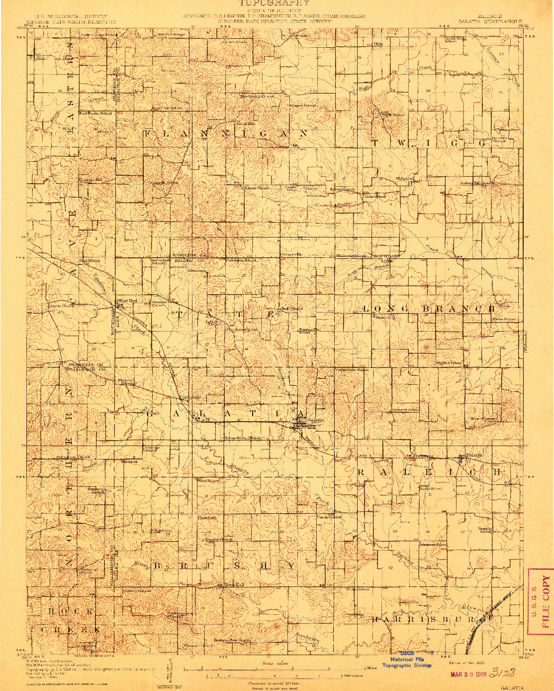 USGS 1:62500-SCALE QUADRANGLE FOR GALATIA, IL 1908