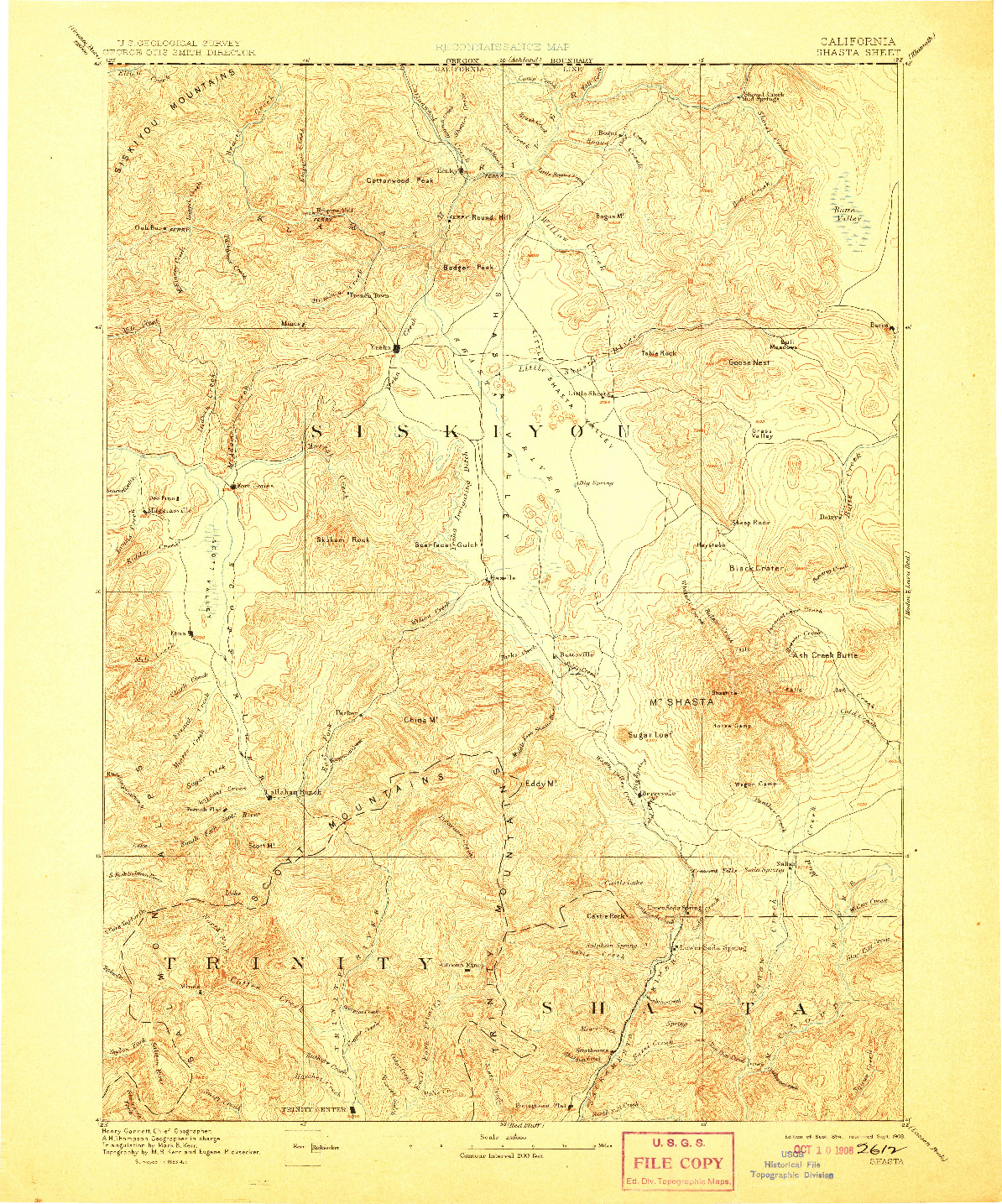 USGS 1:250000-SCALE QUADRANGLE FOR SHASTA, CA 1894
