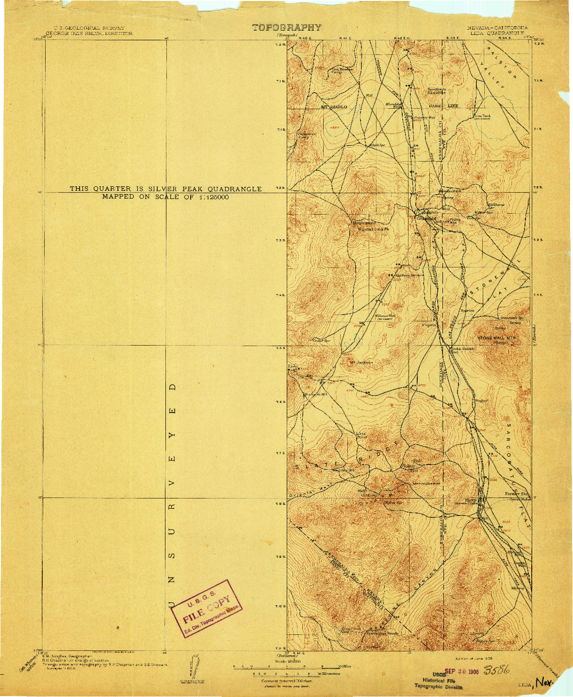 USGS 1:250000-SCALE QUADRANGLE FOR LIDA, NV 1908