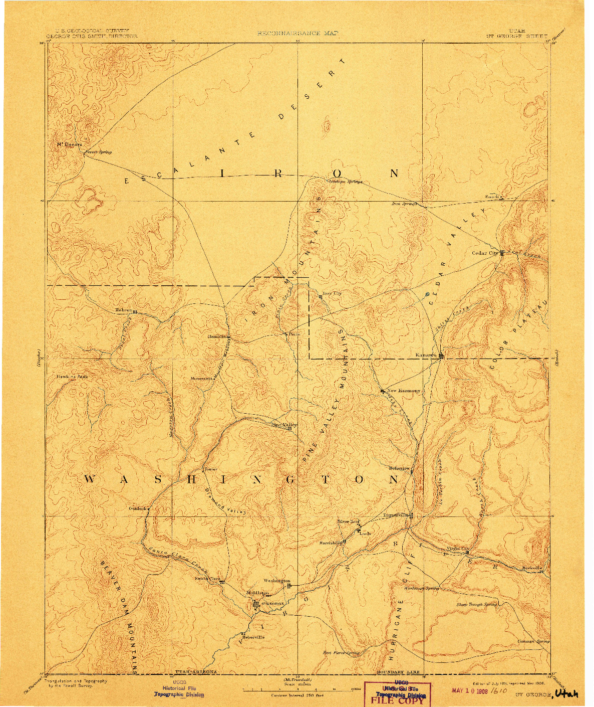 USGS 1:250000-SCALE QUADRANGLE FOR ST. GEORGE, UT 1891