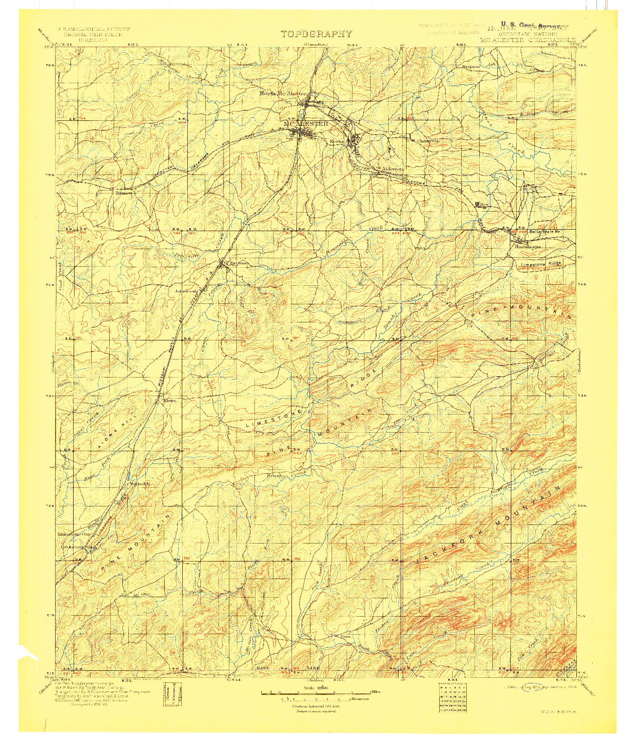USGS 1:125000-SCALE QUADRANGLE FOR MC ALESTER, OK 1898