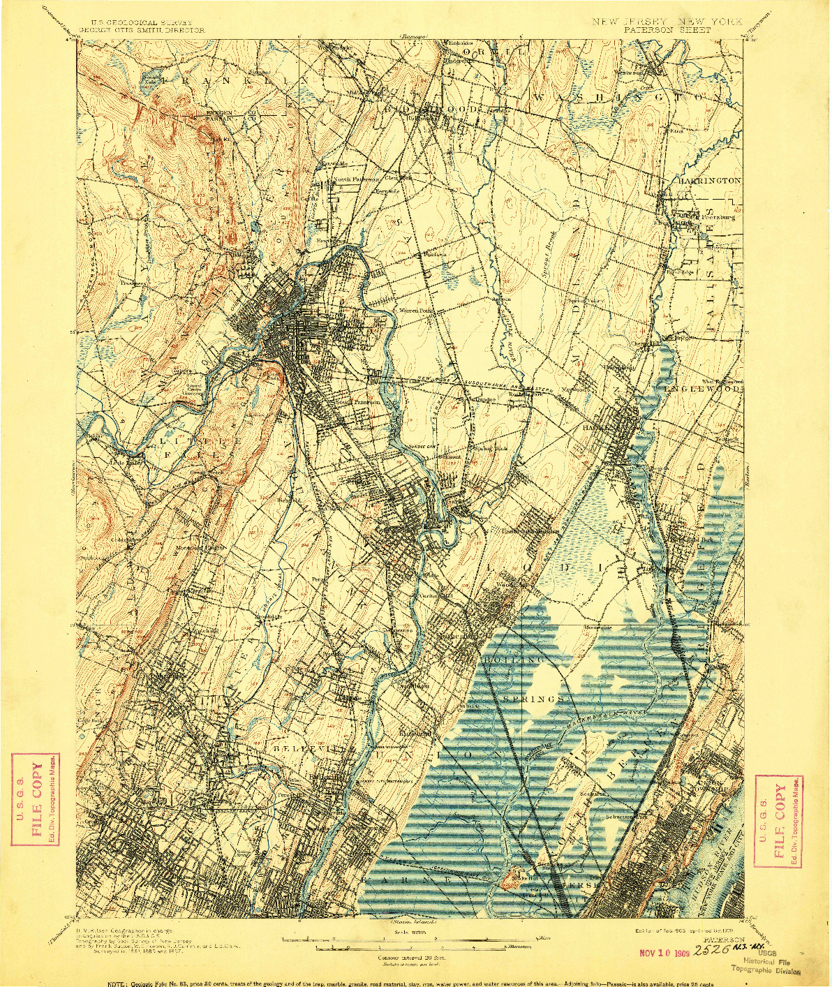 USGS 1:62500-SCALE QUADRANGLE FOR PATERSON, NJ 1903