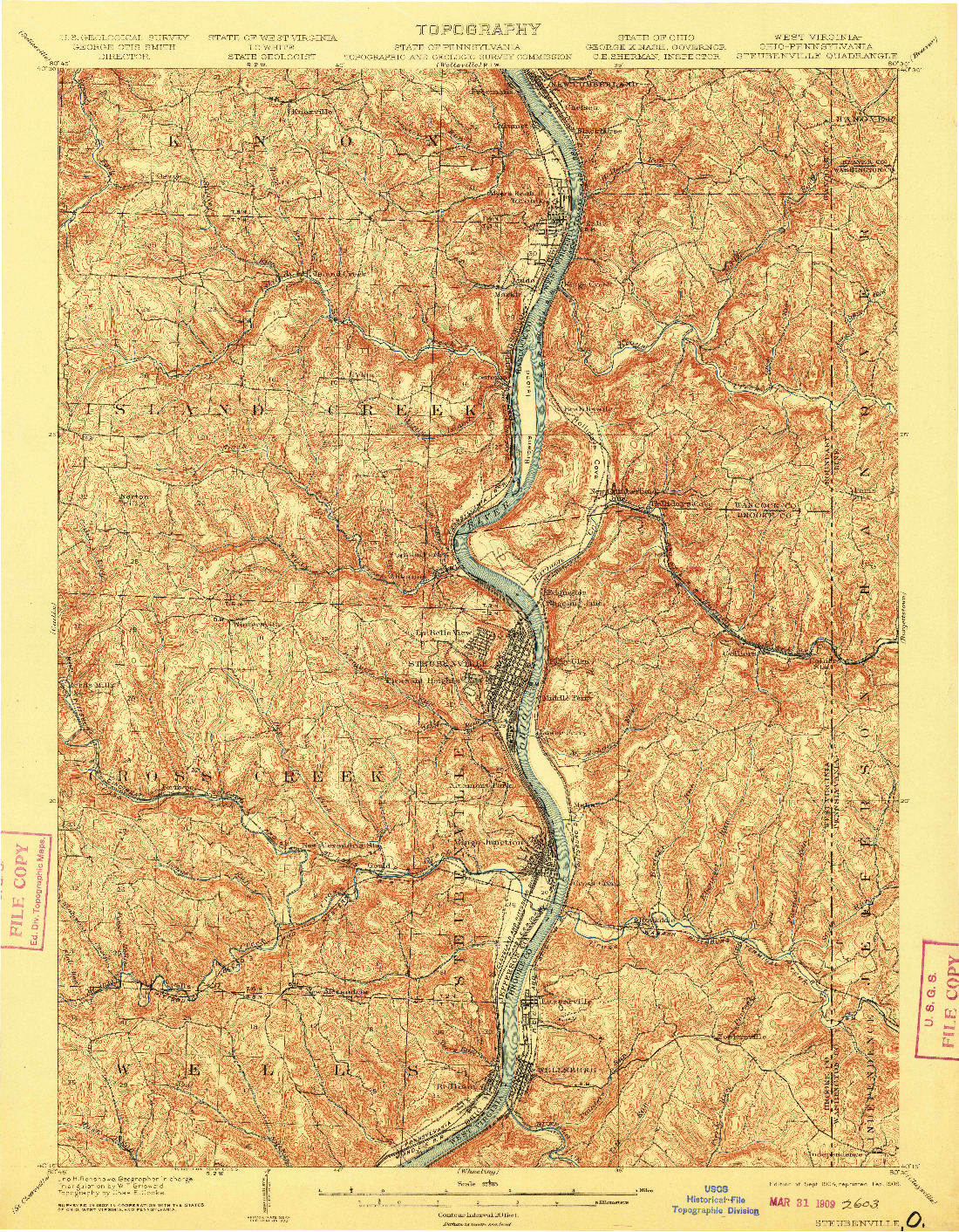 USGS 1:62500-SCALE QUADRANGLE FOR STEUBENVILLE, WV 1904