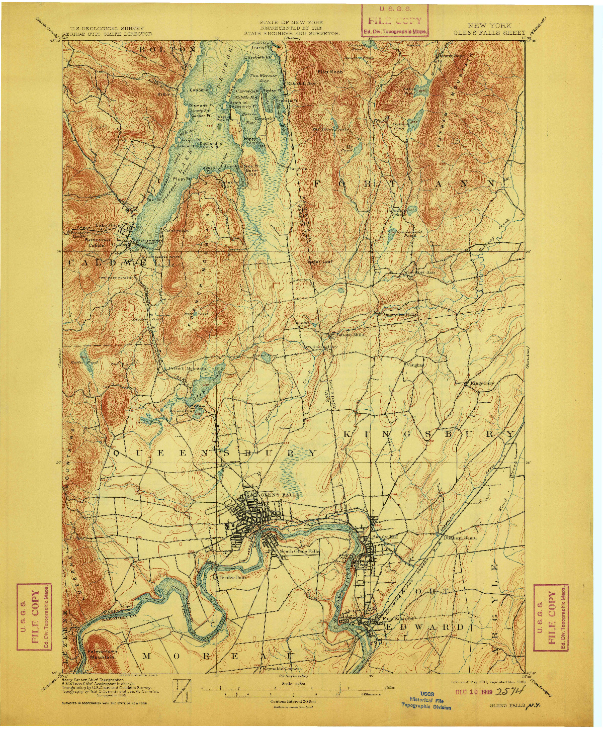 USGS 1:62500-SCALE QUADRANGLE FOR GLENS FALLS, NY 1897