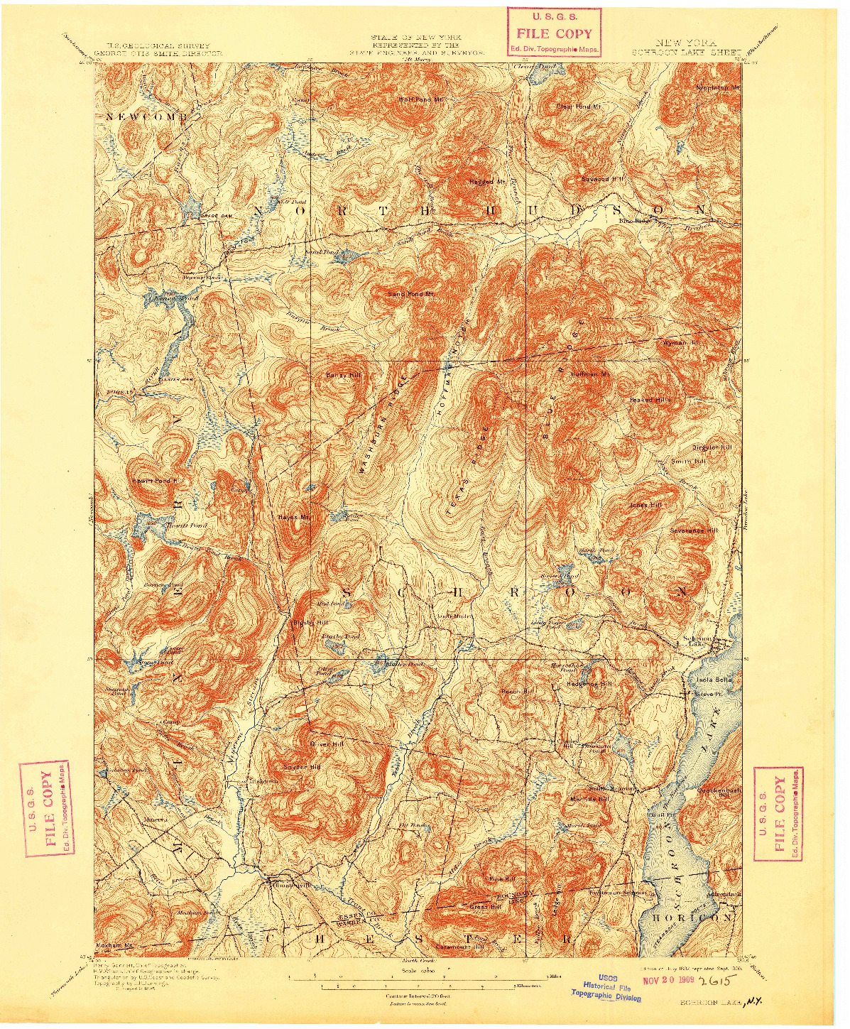 USGS 1:62500-SCALE QUADRANGLE FOR SCHROON LAKE, NY 1897