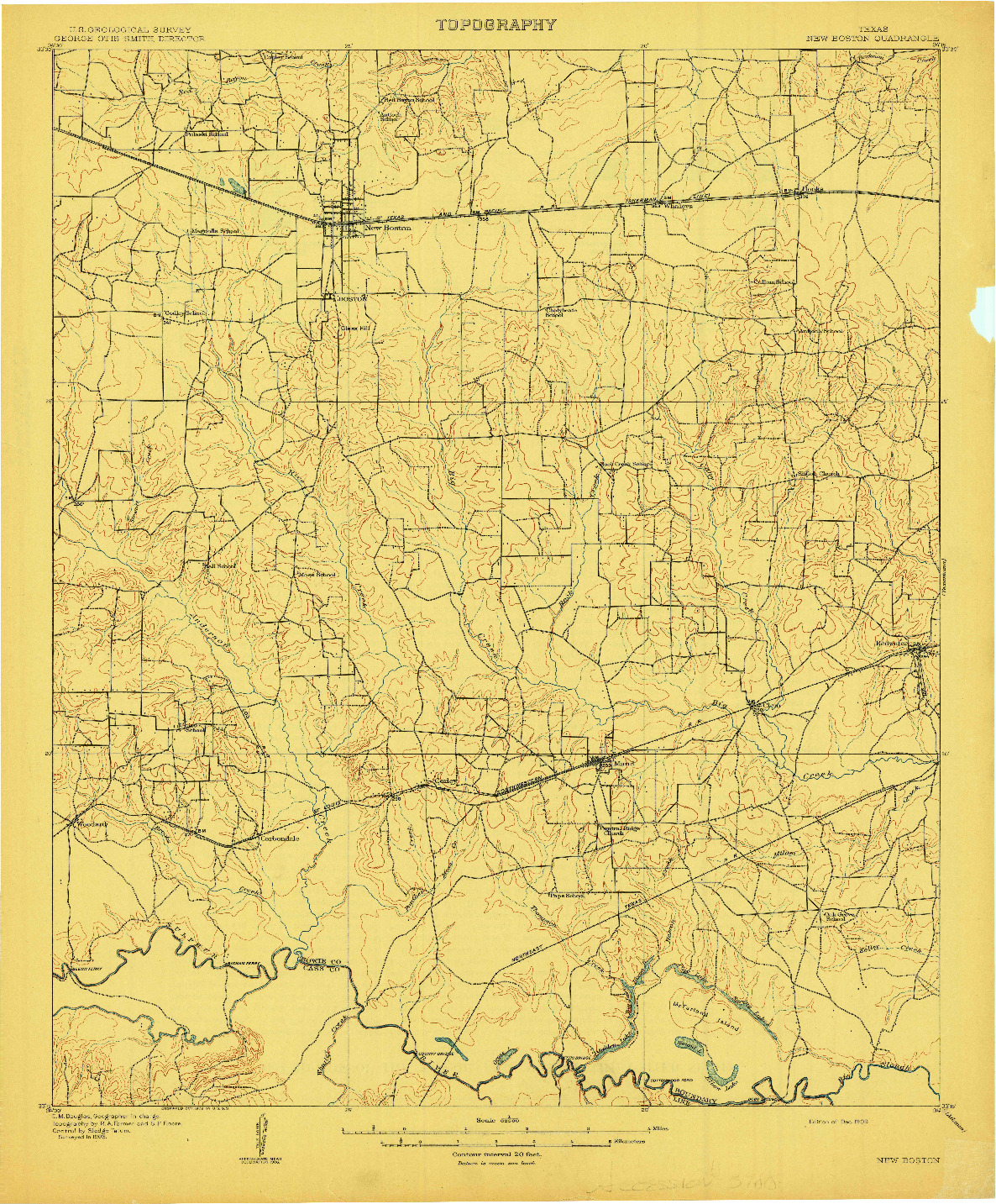 USGS 1:62500-SCALE QUADRANGLE FOR NEW BOSTON, TX 1909