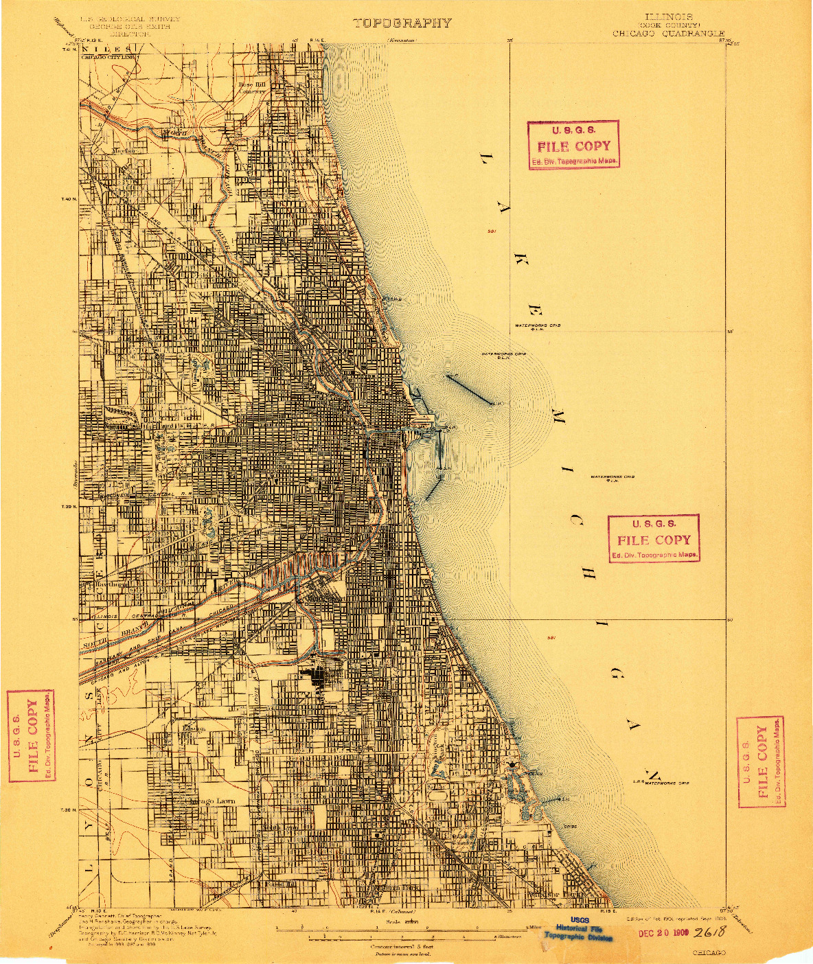 USGS 1:62500-SCALE QUADRANGLE FOR CHICAGO, IL 1901