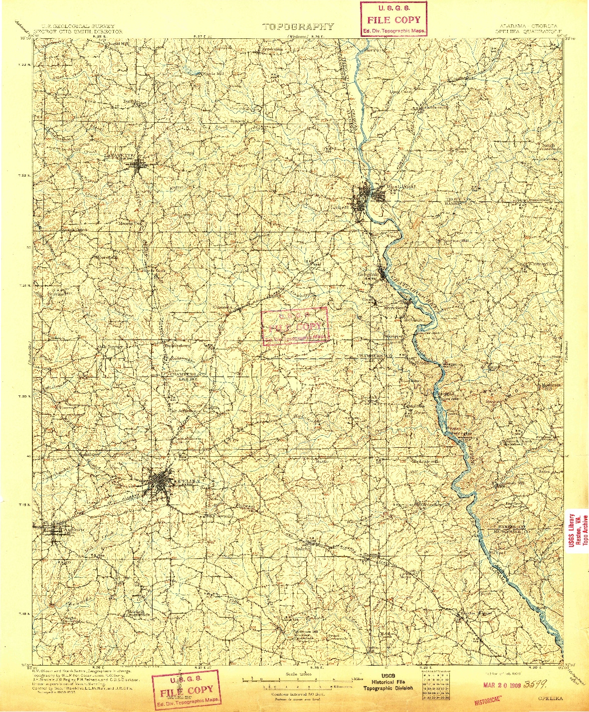 USGS 1:125000-SCALE QUADRANGLE FOR OPELIKA, AL 1909
