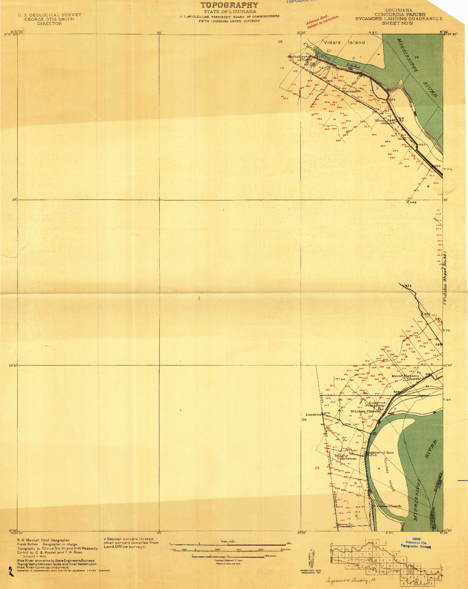 USGS 1:24000-SCALE QUADRANGLE FOR SYCAMORE LANDING, LA 1909