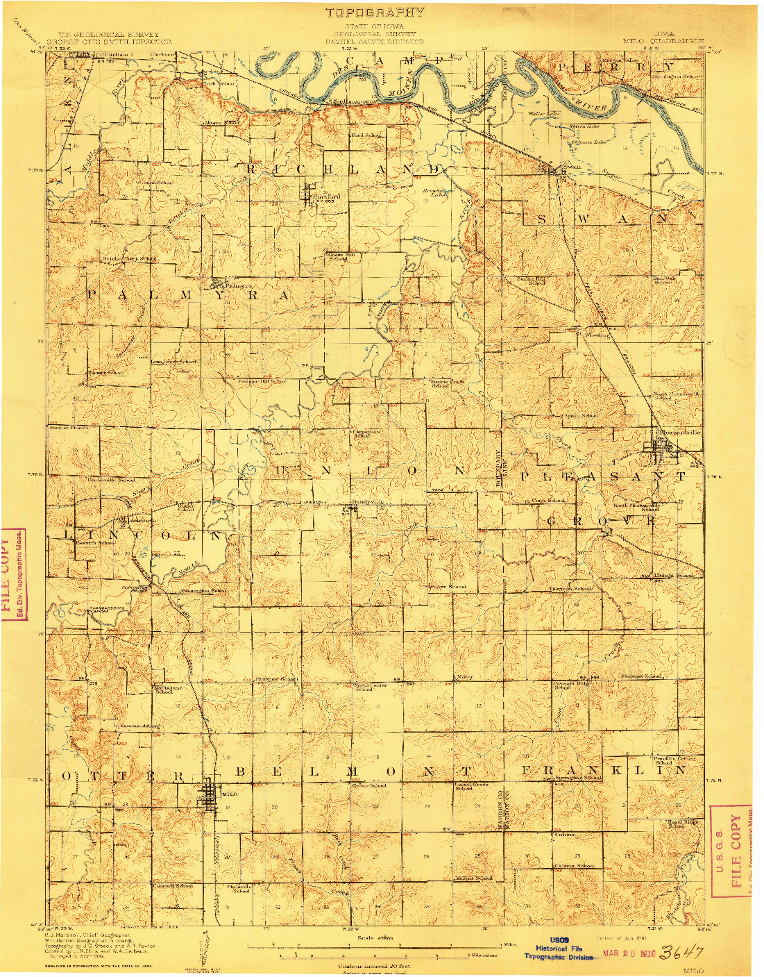 USGS 1:62500-SCALE QUADRANGLE FOR MILO, IA 1910