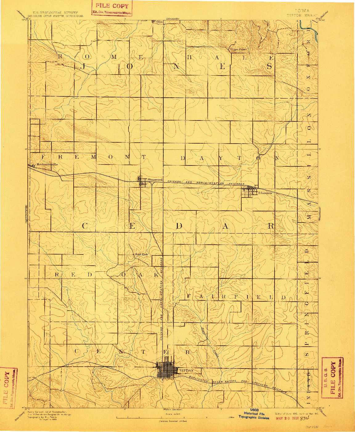 USGS 1:62500-SCALE QUADRANGLE FOR TIPTON, IA 1890