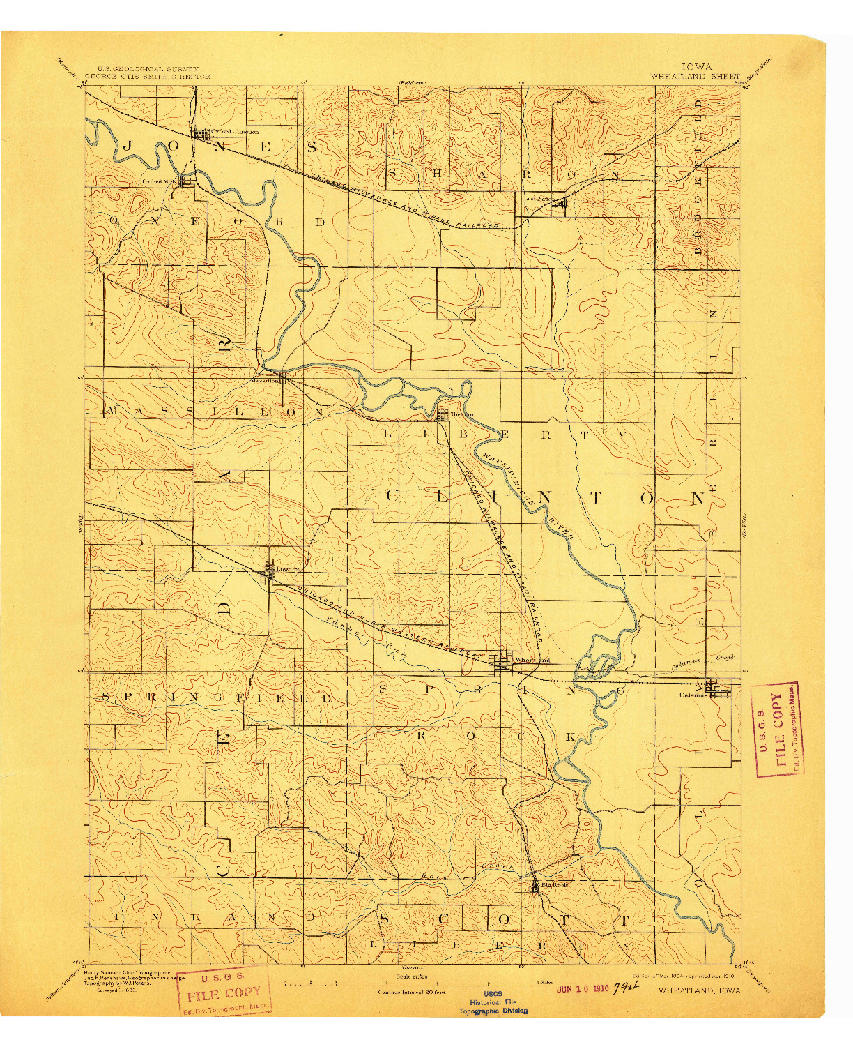 USGS 1:62500-SCALE QUADRANGLE FOR WHEATLAND, IA 1894