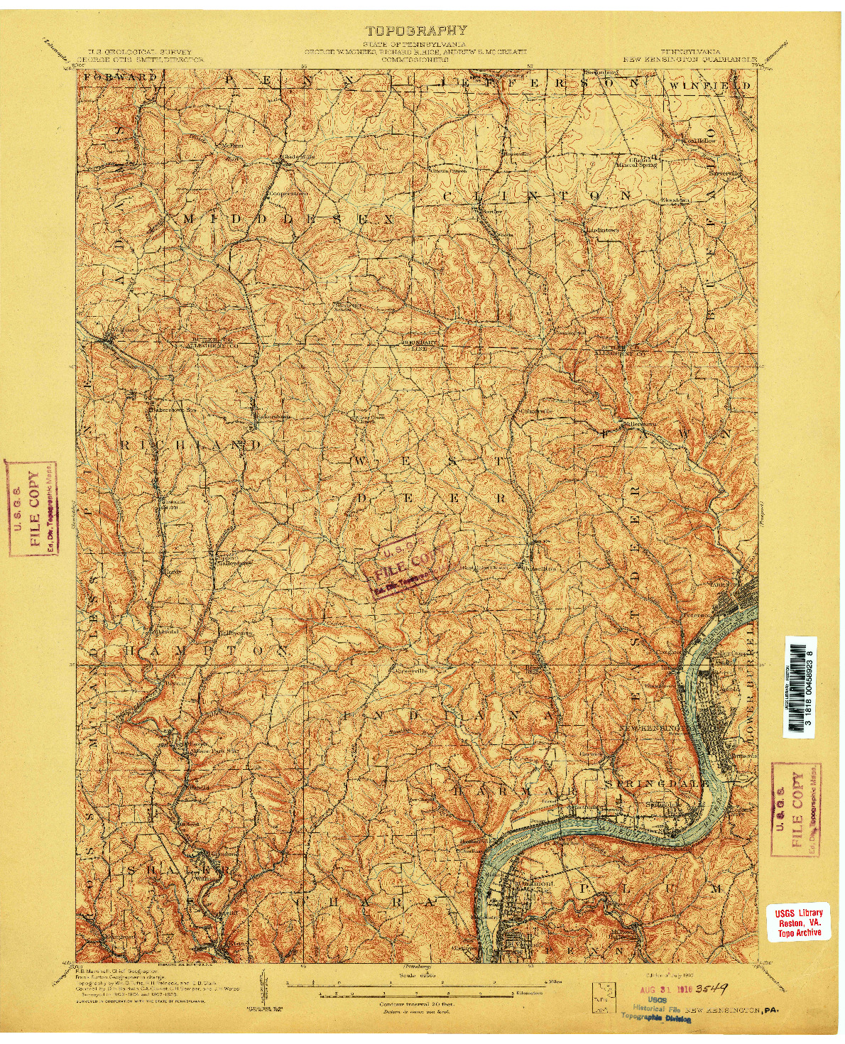 USGS 1:62500-SCALE QUADRANGLE FOR NEW KENSINGTON, PA 1910