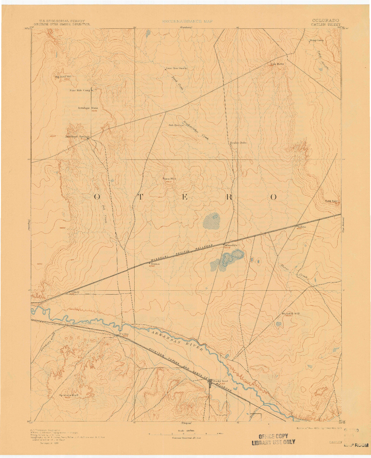 USGS 1:125000-SCALE QUADRANGLE FOR CATLIN, CO 1893