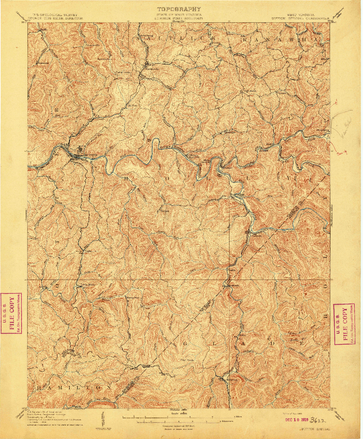 USGS 1:62500-SCALE QUADRANGLE FOR SUTTON SPECIAL, WV 1910