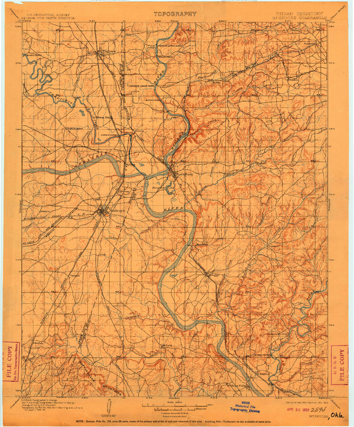 USGS 1:125000-SCALE QUADRANGLE FOR MUSKOGEE, IT 1901