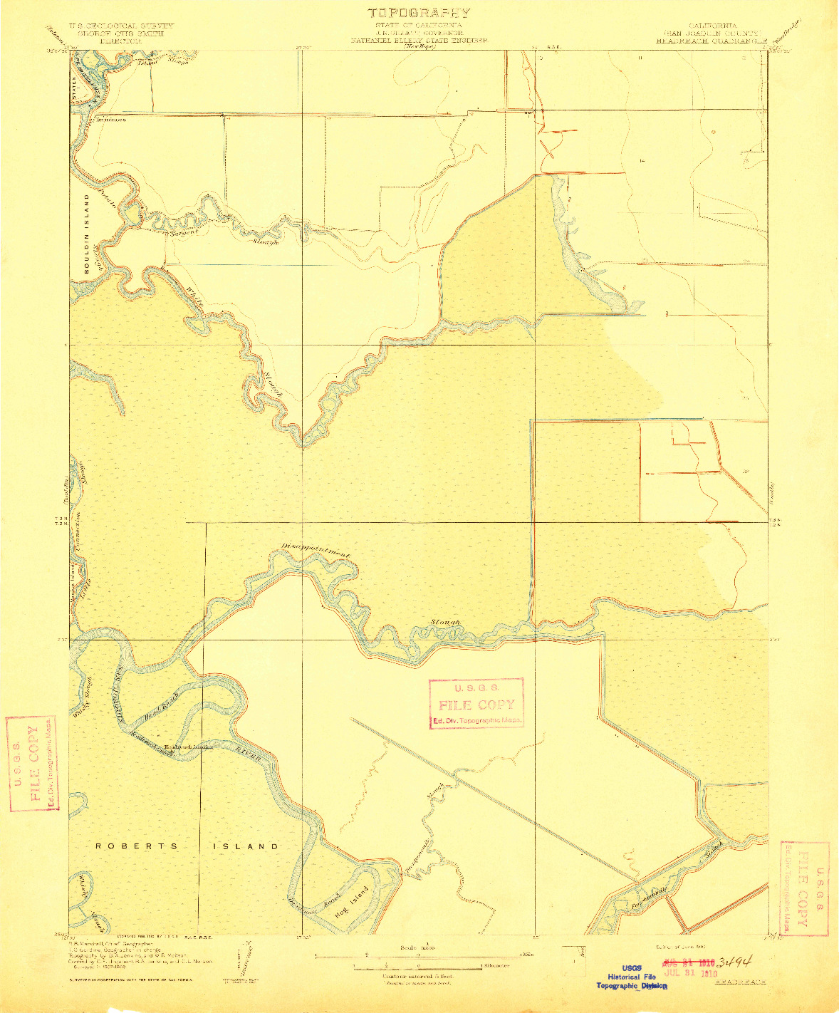 USGS 1:31680-SCALE QUADRANGLE FOR HEADREACH, CA 1910