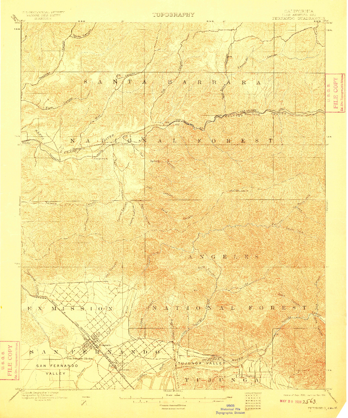 USGS 1:62500-SCALE QUADRANGLE FOR FERNANDO, CA 1900