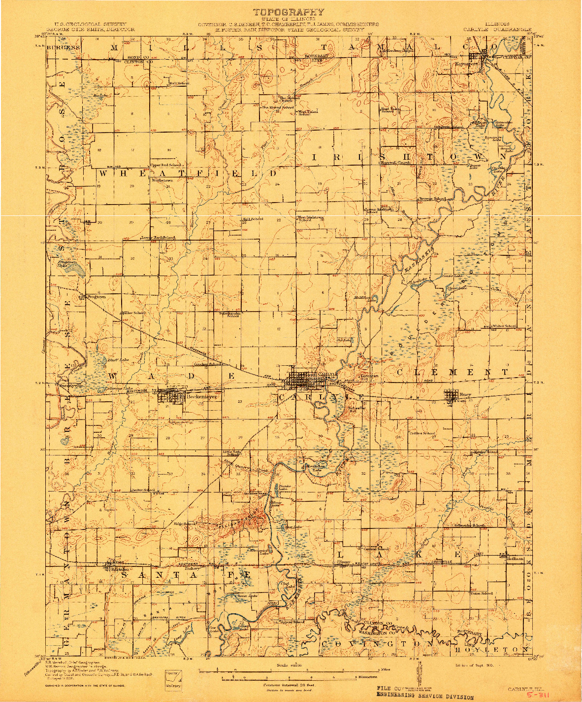 USGS 1:62500-SCALE QUADRANGLE FOR CARLYLE, IL 1910