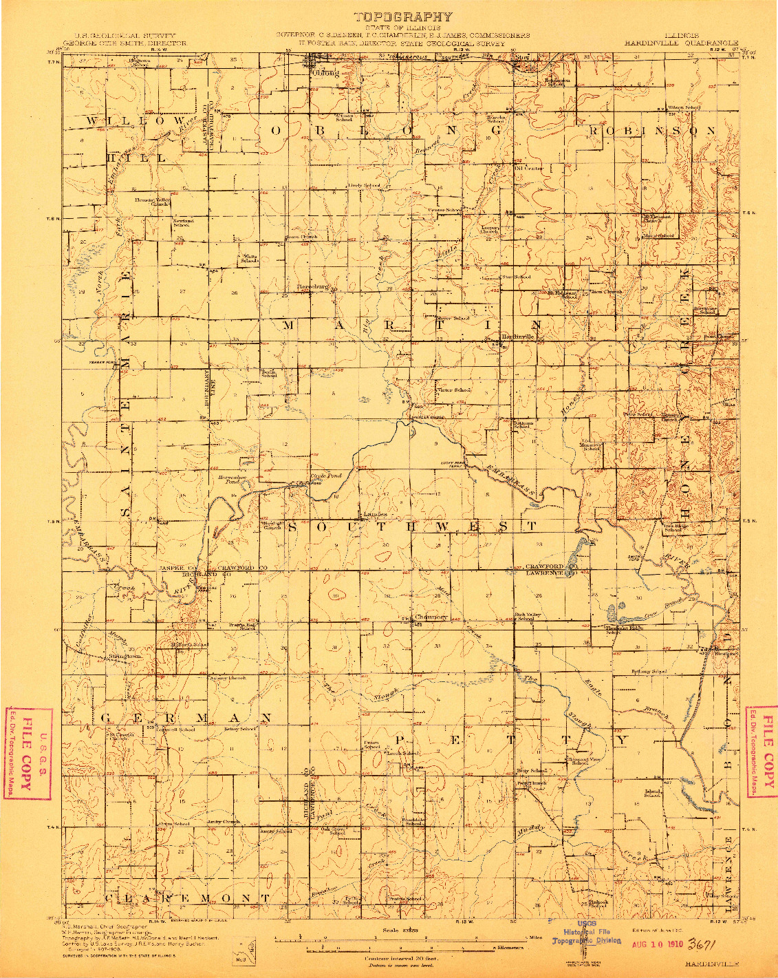 USGS 1:62500-SCALE QUADRANGLE FOR HARDINVILLE, IL 1910