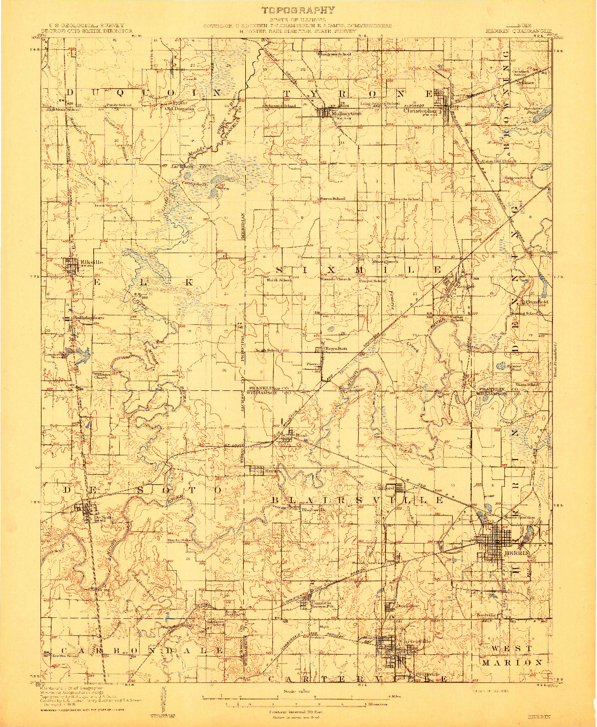 USGS 1:62500-SCALE QUADRANGLE FOR HERRIN, IL 1910