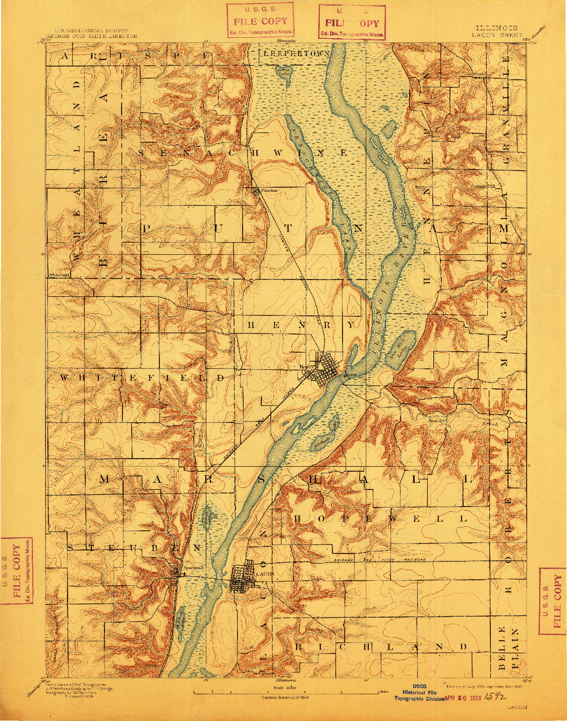 USGS 1:62500-SCALE QUADRANGLE FOR LACON, IL 1893