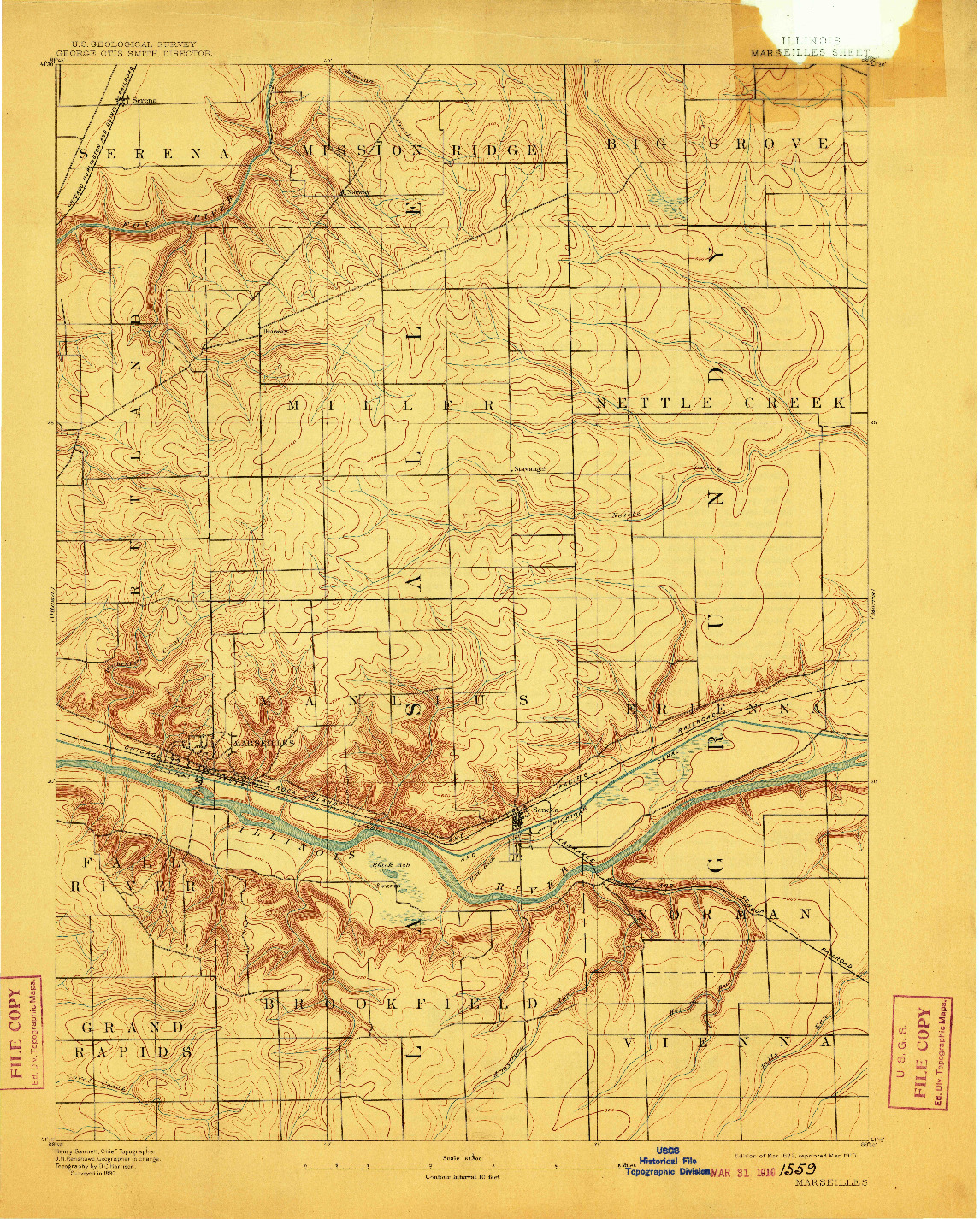 USGS 1:62500-SCALE QUADRANGLE FOR MARSEILLES, IL 1892