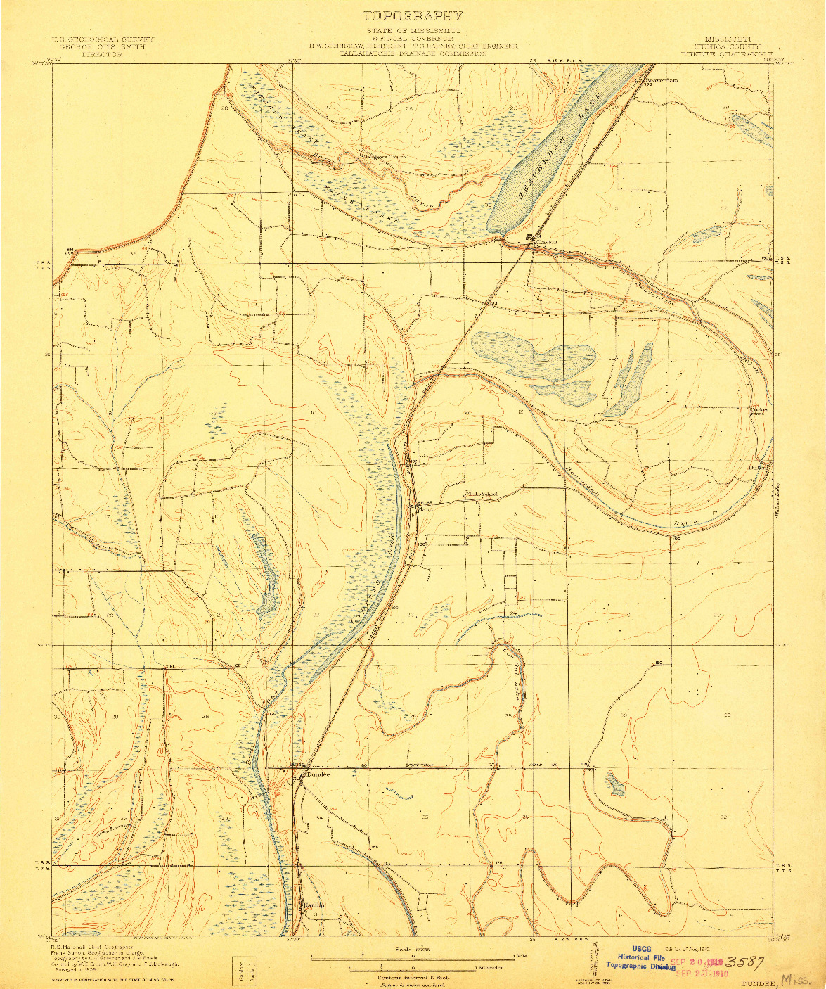 USGS 1:31680-SCALE QUADRANGLE FOR DUNDEE, MS 1910