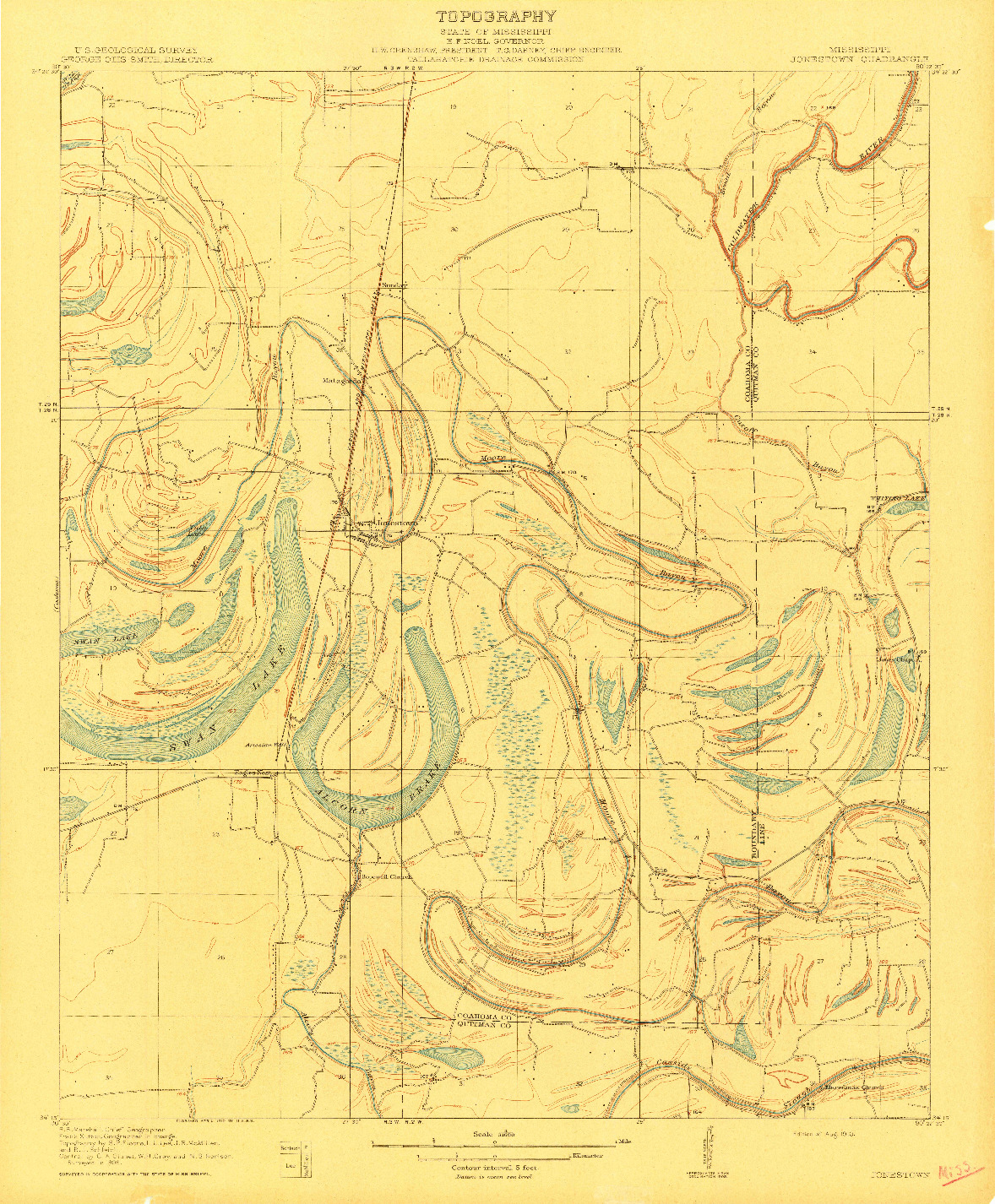 USGS 1:31680-SCALE QUADRANGLE FOR JONESTOWN, MS 1910