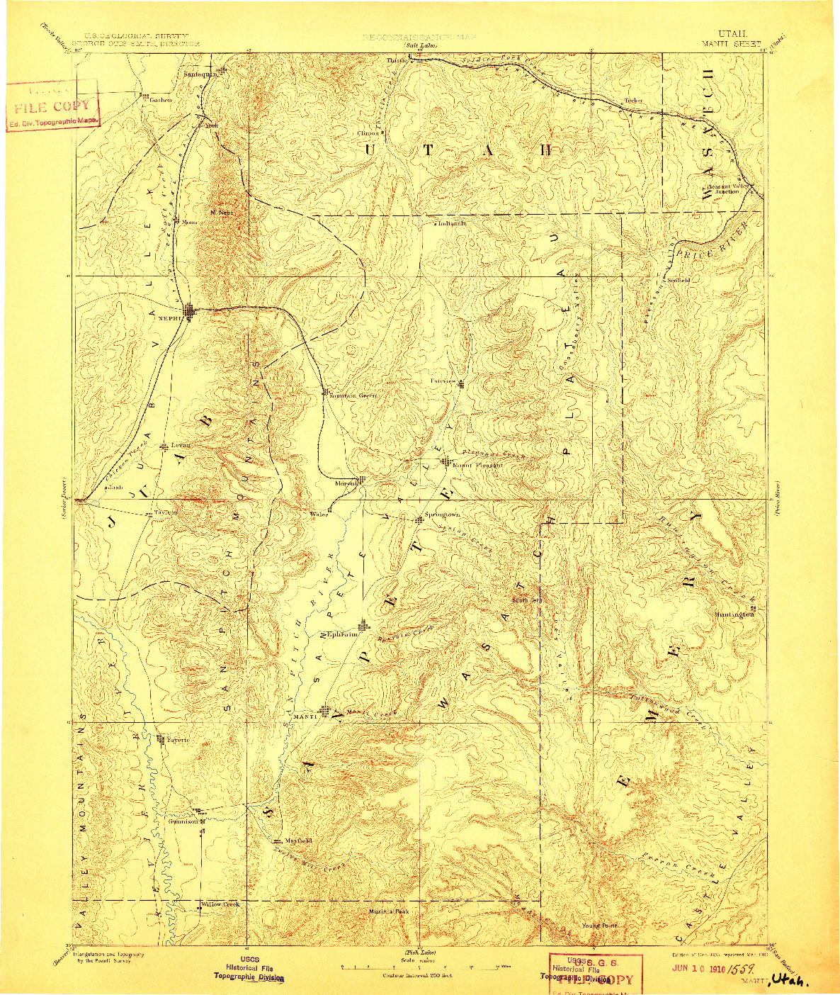 USGS 1:250000-SCALE QUADRANGLE FOR MANTI, UT 1885