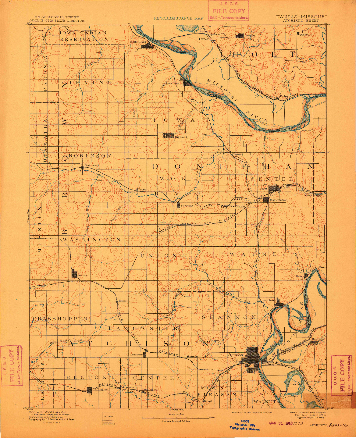USGS 1:125000-SCALE QUADRANGLE FOR ATCHISON, KS 1893