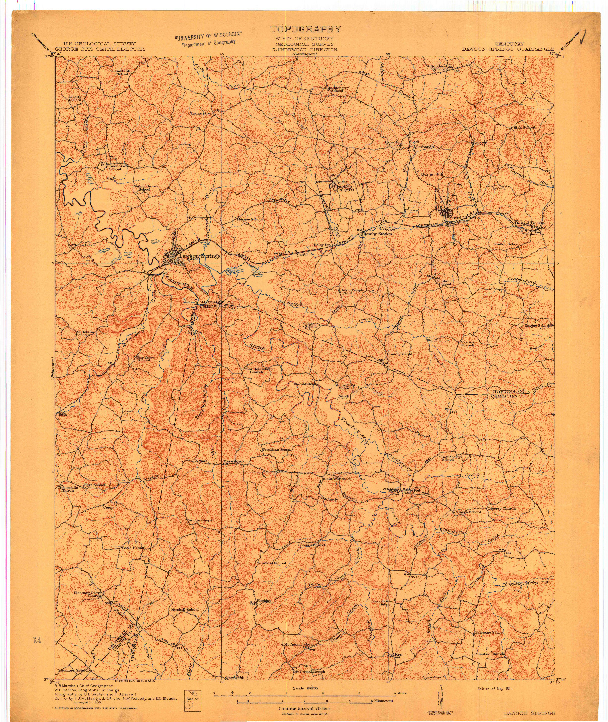 USGS 1:62500-SCALE QUADRANGLE FOR DAWSON SPRINGS, KY 1911
